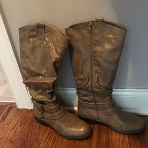 Leather knee high brown boots